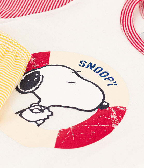 Pigiama corto Petit Bateau X Snoopy bambino unisex in cotone bianco MARSHMALLOW/bianco MULTICO