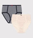 Confezione da 2 slip vita alta, cotone, Donna