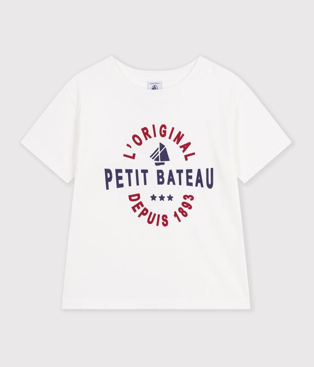T-shirt stampata a maniche corte per bambini bianco