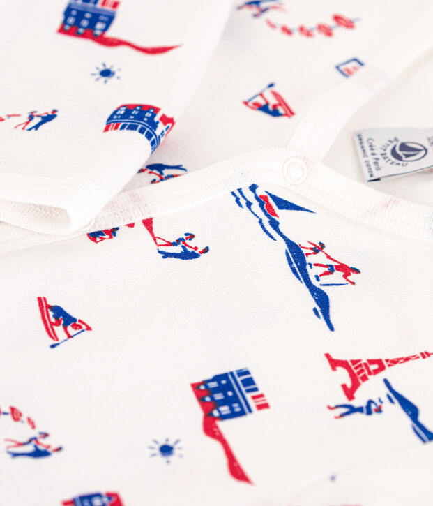 Tutina pigiama in cotone fantasia Parigi bianco/multicolore