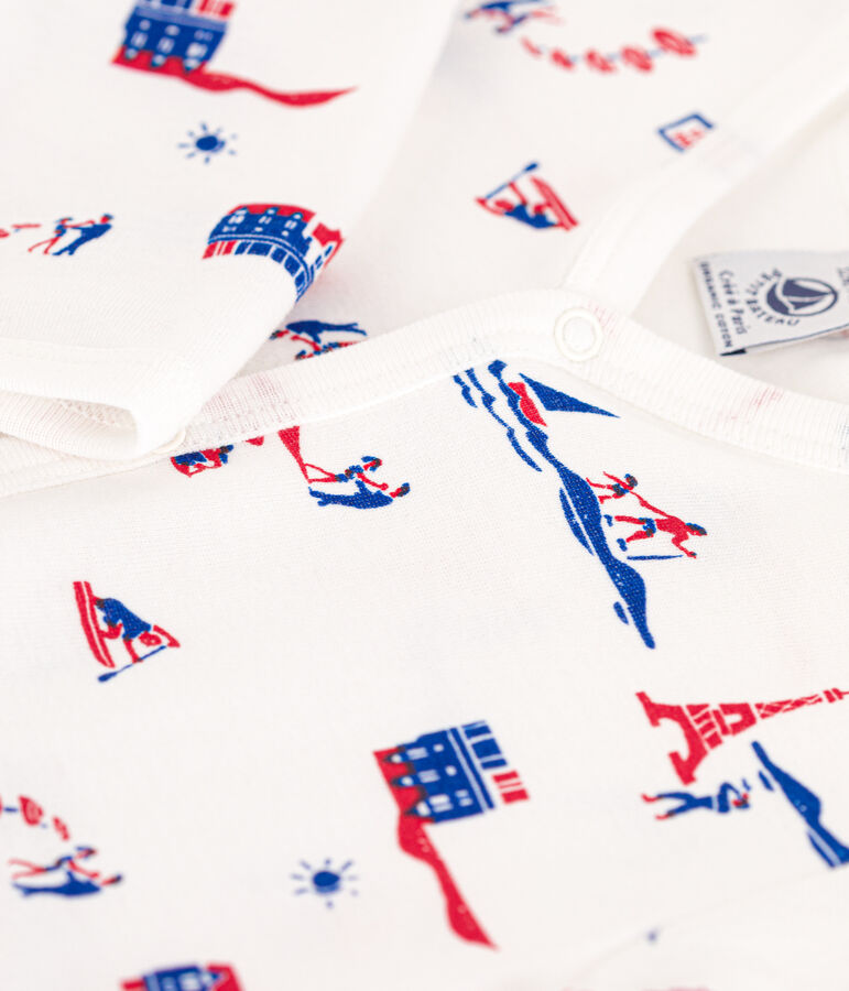 Tutina pigiama in cotone fantasia Parigi bianco/multicolore