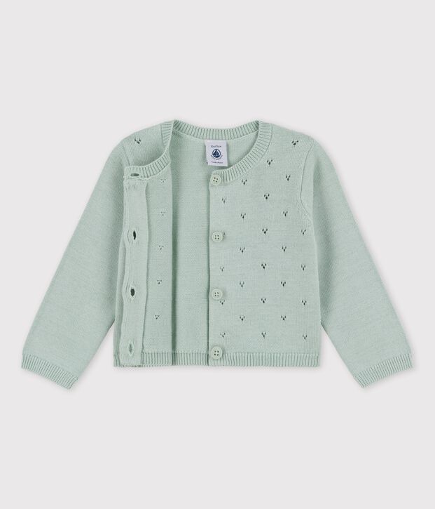 Cardigan beb&egrave; in raffinato tricot verde