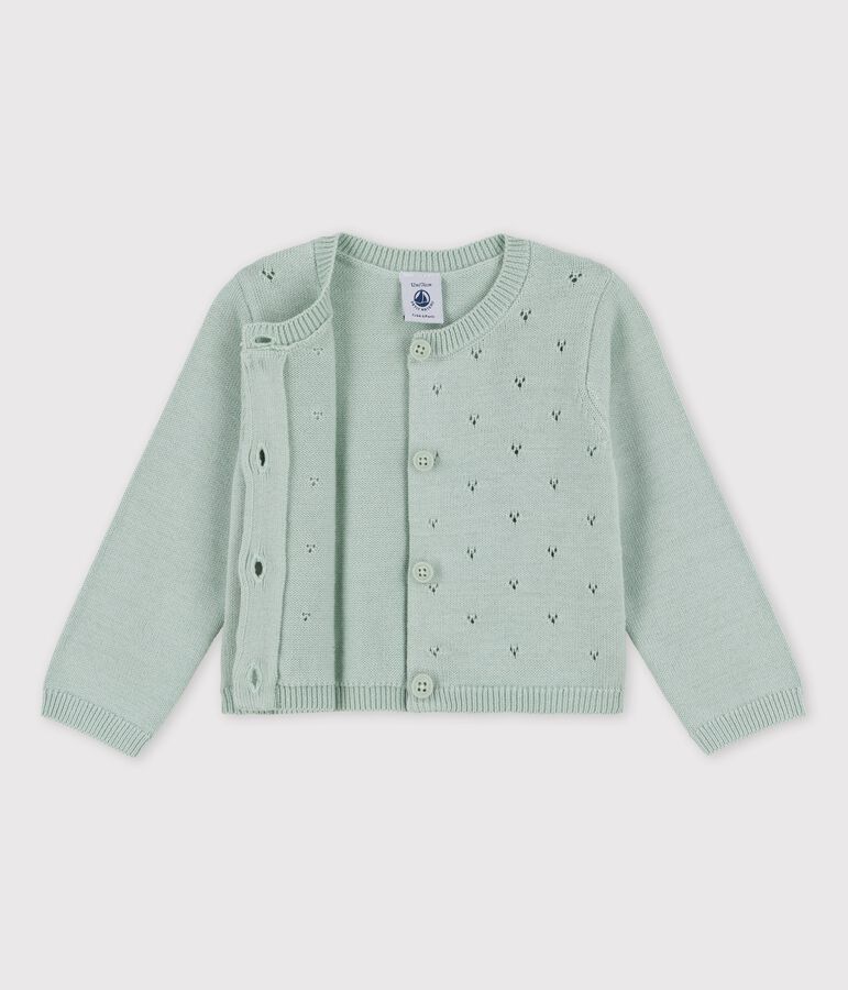 Cardigan beb&egrave; in raffinato tricot verde HERBIER