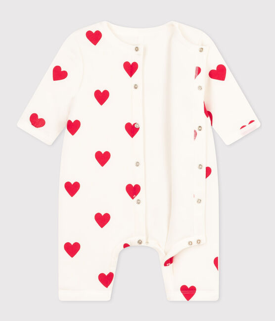Tutina lunga in cotone imbottito bebè bianco MARSHMALLOW/rosso TERKUIT