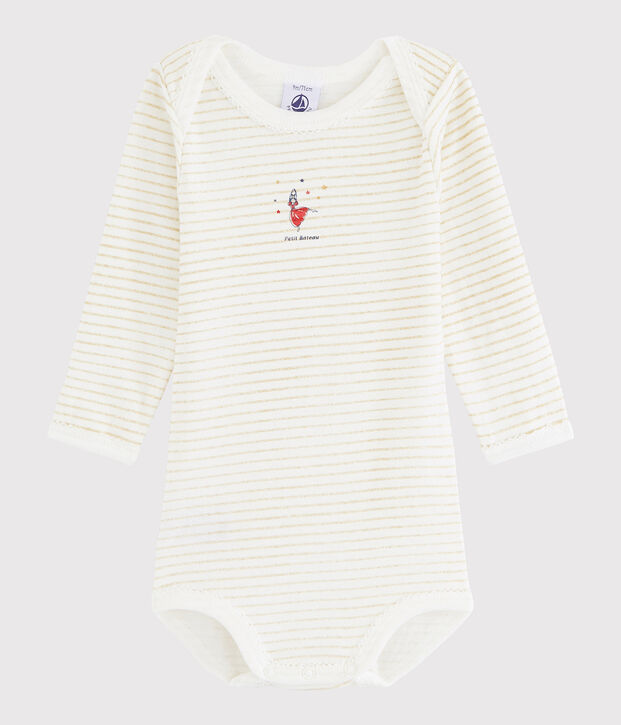 Body manica lunga beb&egrave; femmina bianco/giallo