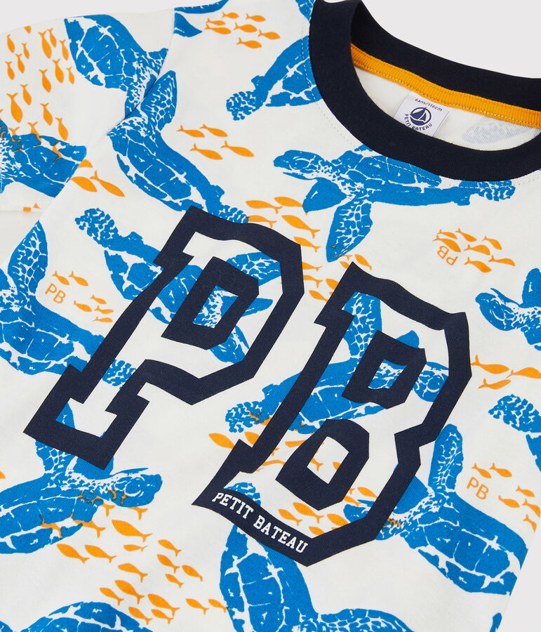 T-shirt maniche corte in cotone bambino bianco/multicolore