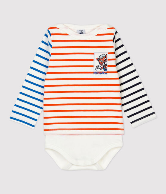 Body marinière in cotone bebè. bianco MARSHMALLOW/ CAROTTE