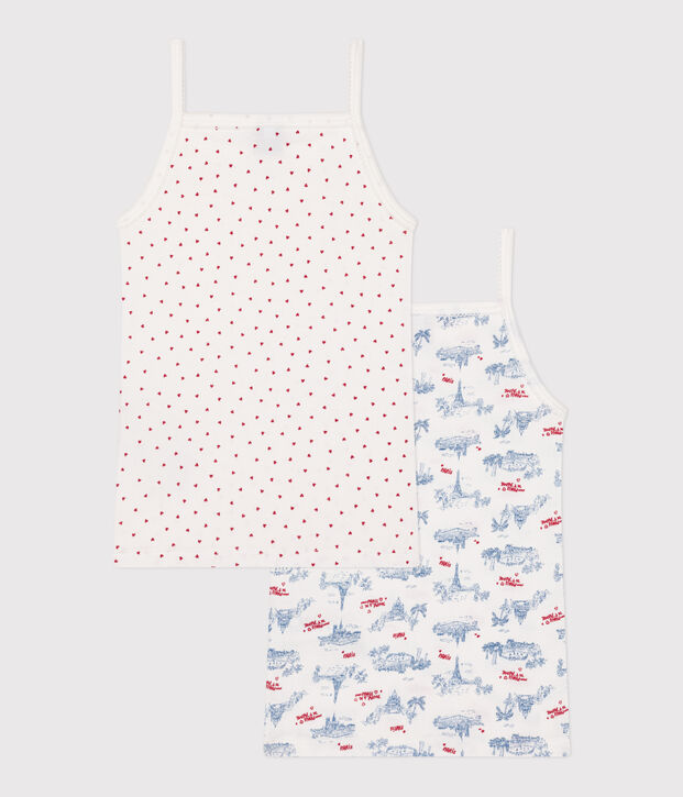 Set di 2 canotte con spalline sottili in cotone con stampa Parigi bambino multicolore