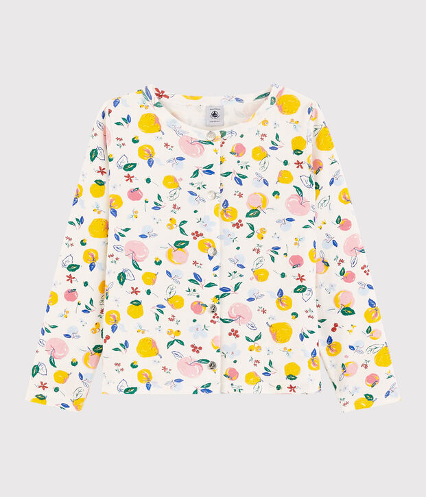 Cardigan in cotone bambina bianco/multicolore