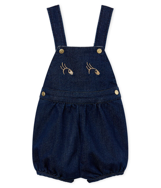 Salopette corta in maglia neonata blu MEDIEVAL/beige ECRU CN