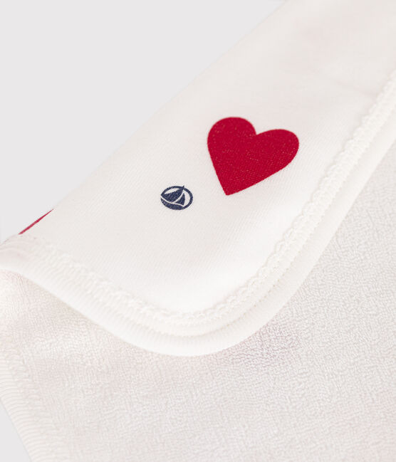 Telo in cotone e spugna a cuori neonato bianco MARSHMALLOW/rosso TERKUIT