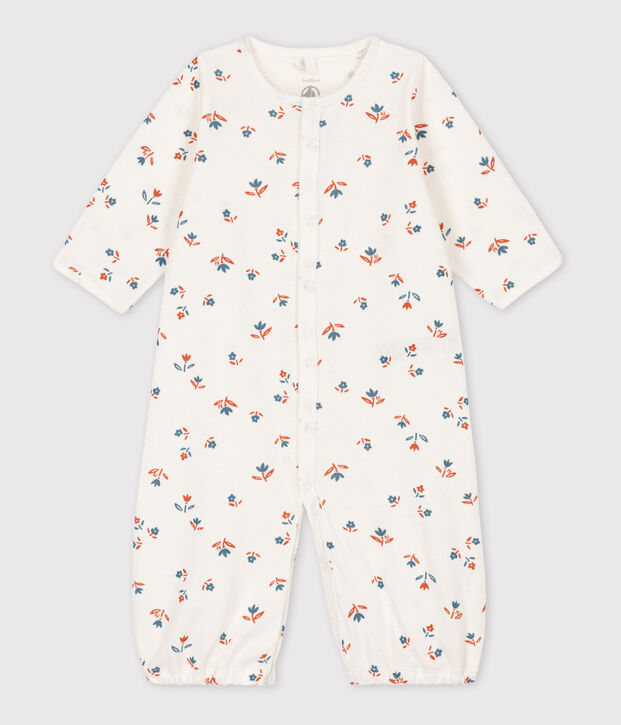 Tutina combisac di cotone con stampa per neonati bianco/multicolore