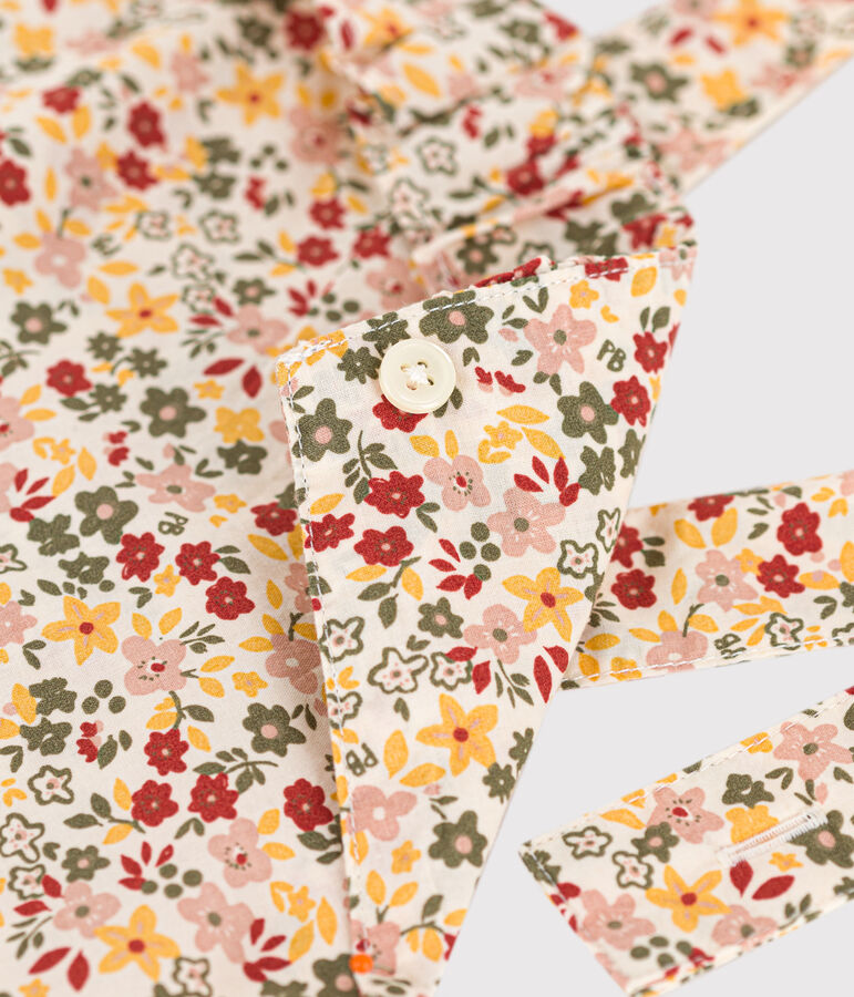 Salopette corta  in popeline bambina ecru/multicolore