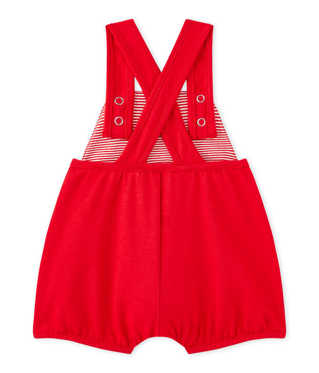 Salopette corta beb&eacute; bambina in jersey pesante rosso