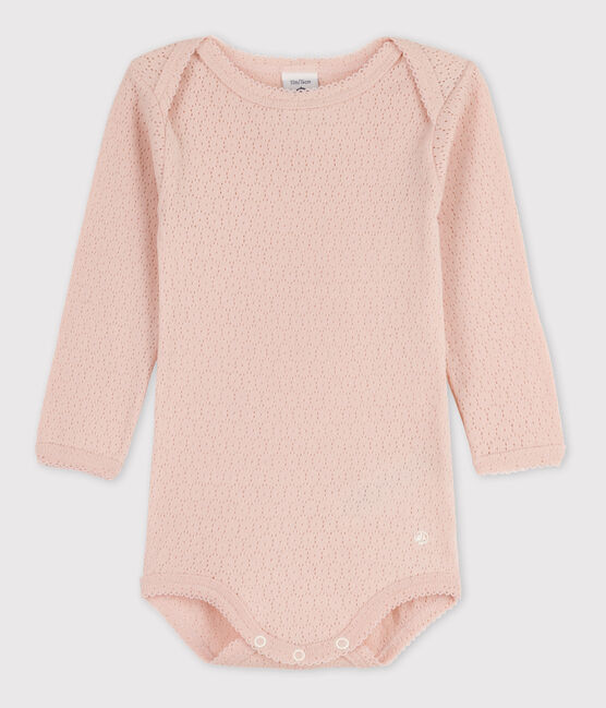Body a maniche lunghe bebè in maglia traforata rosa SALINE