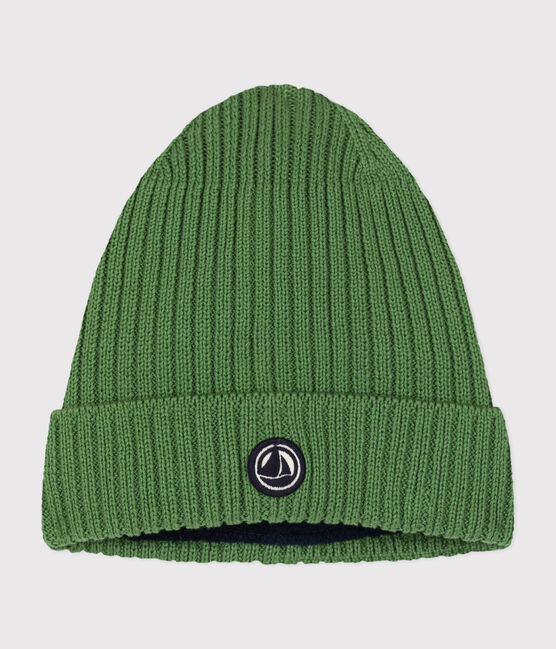 Cuffietta in maglia foderata in pile bambino verde PALMERAIE