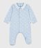 Pigiama neonato in cotone con colletto stampato con balena blu/bianco
