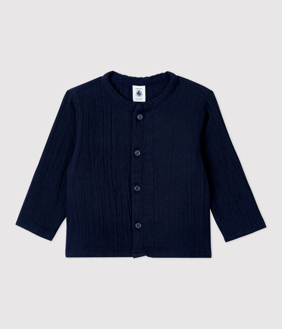 Camicia in garza di cotone biologico bebè blu SMOKING