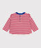 T-shirt a maniche lunghe in cotone a righe neonato rosso POMPEI/ MILK