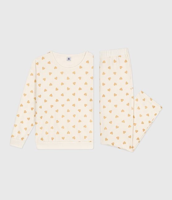 Pigiama in cotone con stampa a cuori dorati donna MILK/ DORE