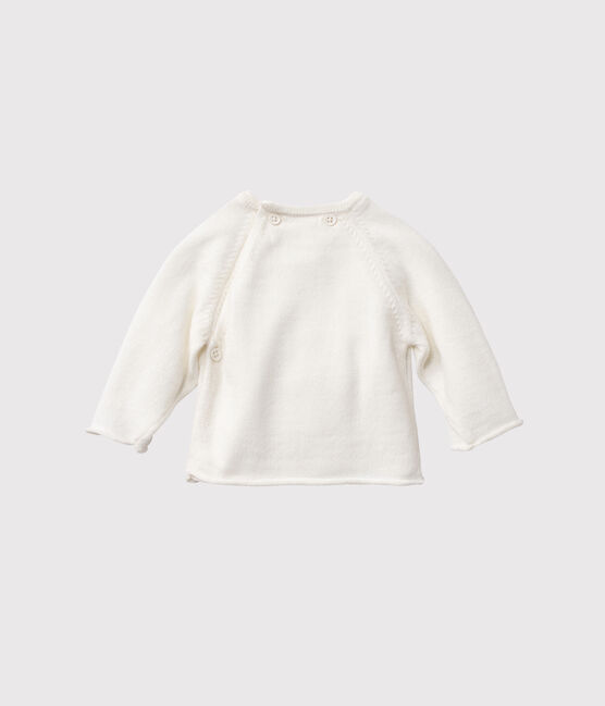 Cardigan bebé in lana e cotone bianco LAIT