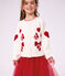 Cardigan in misto lana e cotone fantasia bambino bianco/rosso