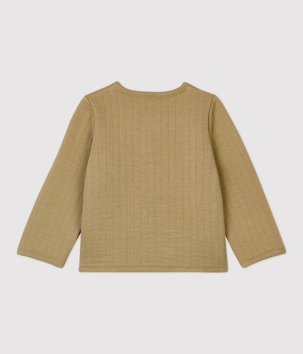 Cardigan beb&egrave; in tubique trapuntato. beige