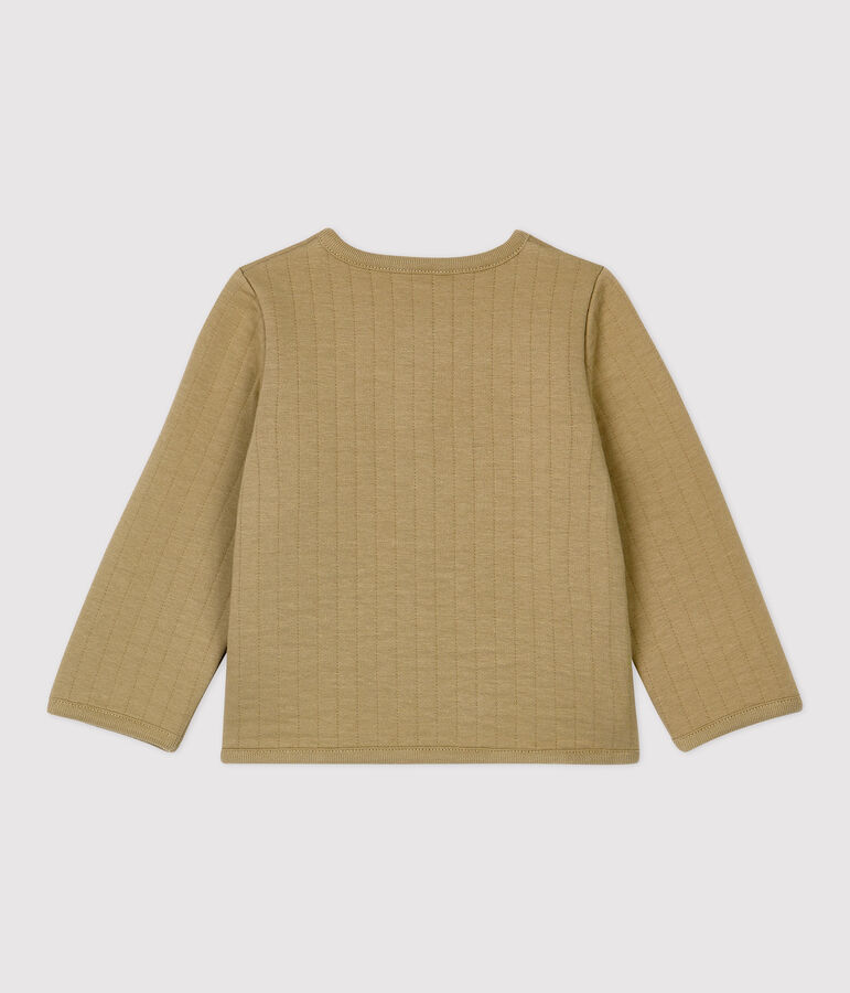 Cardigan beb&egrave; in tubique trapuntato. beige