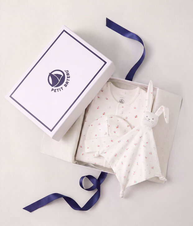 Confezione regalo nascita in cotone con stampa a fiori multicolore