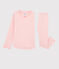 Pigiama millerighe bambina a costine rosa GRETEL/bianco MARSHMALLOW
