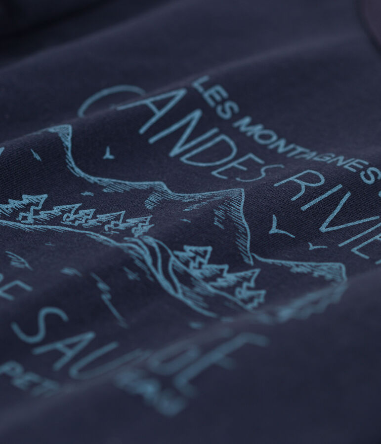 T-shirt maniche lunghe bambino stampata blu