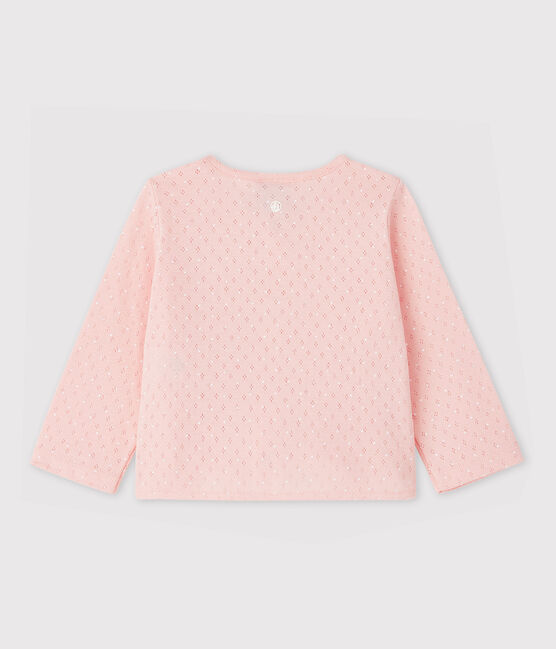 Cardigan a coste bebè femmina rosa MINOIS/bianco ECUME
