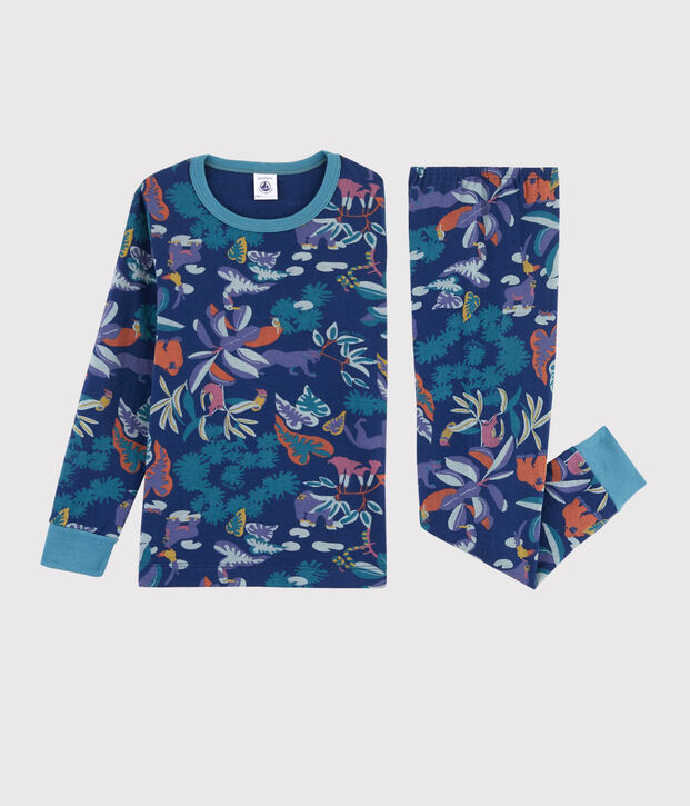 Pigiama fantasia giungla bambino in tubique blu/multicolore
