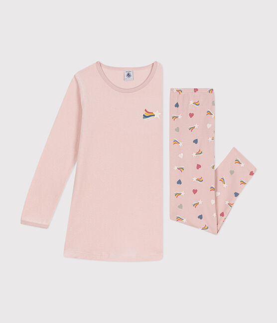 Camicia da notte in velluto bambino. rosa SALINE/bianco MULTICO