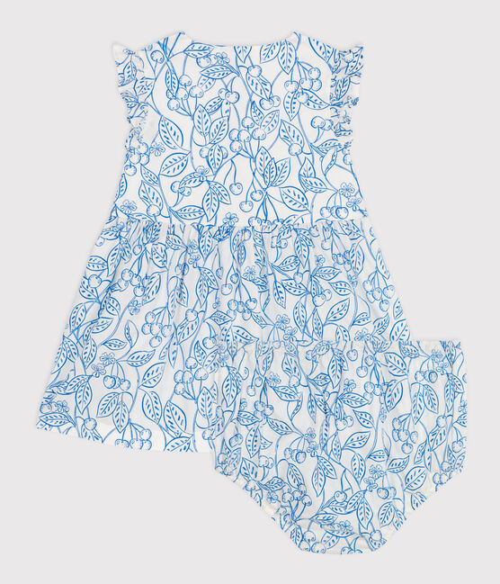 Abito e bloomer in cotone con stampa di ciliegie blu neonato blu MARSHMALLOW/ PORCELANA