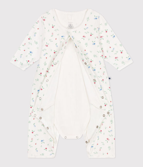 Bodyjama senza piedini in cotone con frutti neonato bianco MARSHMALLOW/bianco MULTICO