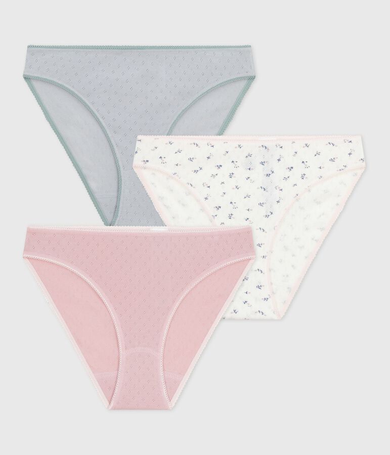 Set di slip in cotone traforato donna multicolore