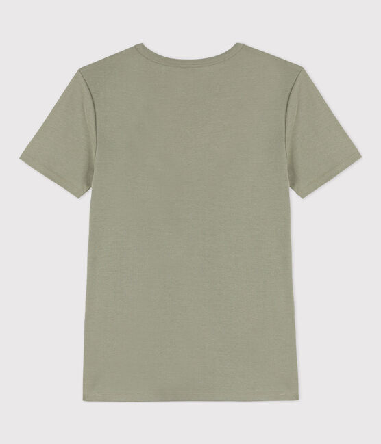 T-shirt L'ICONIQUE scollo a V in cotone donna verde MARECAGE