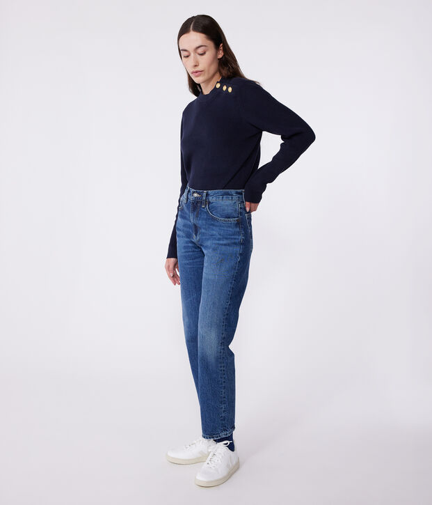 Pullover marinaro in cotone tinta unita donna SMOKING