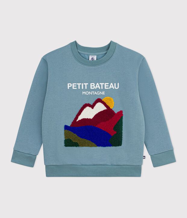 Felpa in cotone fantasia bambino blu