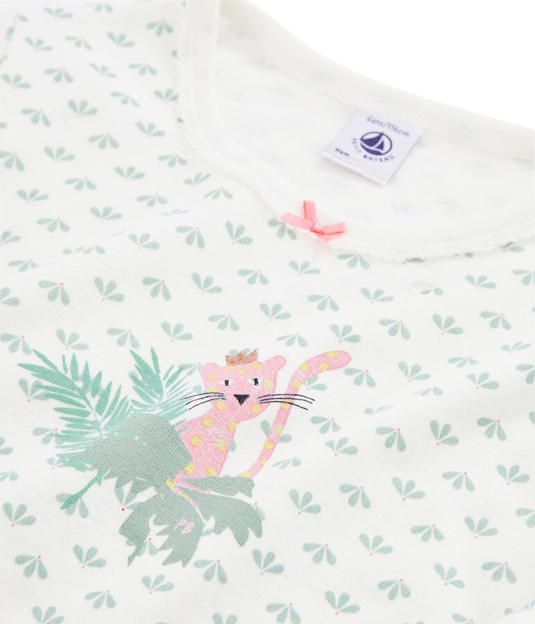 Camicia da notte bambina a costine bianco/multicolore