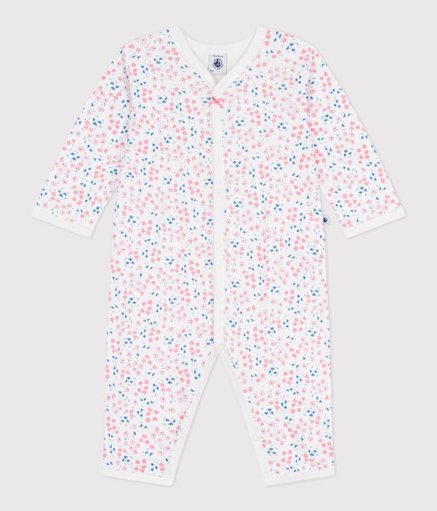 Pigiama senza piedini in cotone con stampa a fiori neonato bianco/multicolore