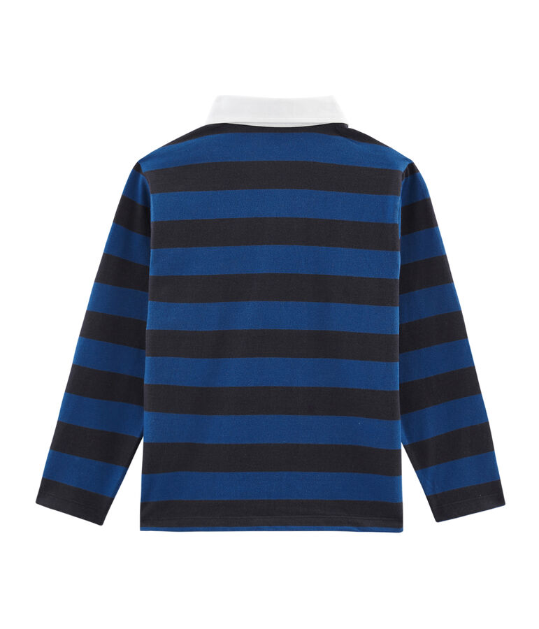 Polo rugby bambino a righe blu/blu