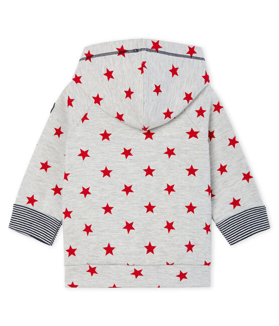 Felpa con cappuccio bebè maschio in maglia fantasia grigio BELUGA/rosso TERKUIT CN