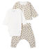 Completo tre pezzi bebè maschio in lana e cotone beige MONTELIMAR/bianco MULTICO