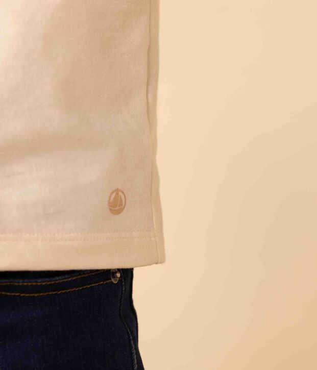 T-shirt a maniche lunghe in cotone bambino unisex ecru/blu