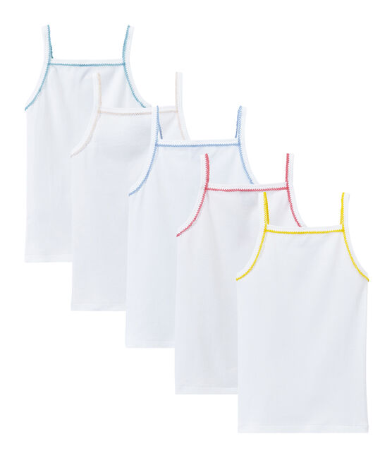 Lotto di 5 canotte per bambina stampate bianco LOT