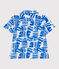 Camicia a maniche corte in cotone con stampa bambino blu MARSHMALLOW/ PORCELANA