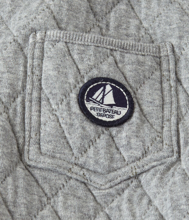 Salopette per beb&eacute; maschio in tubique matelass&eacute; grigio