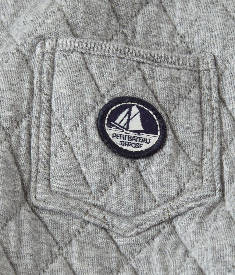 Salopette per beb&eacute; maschio in tubique matelass&eacute; grigio